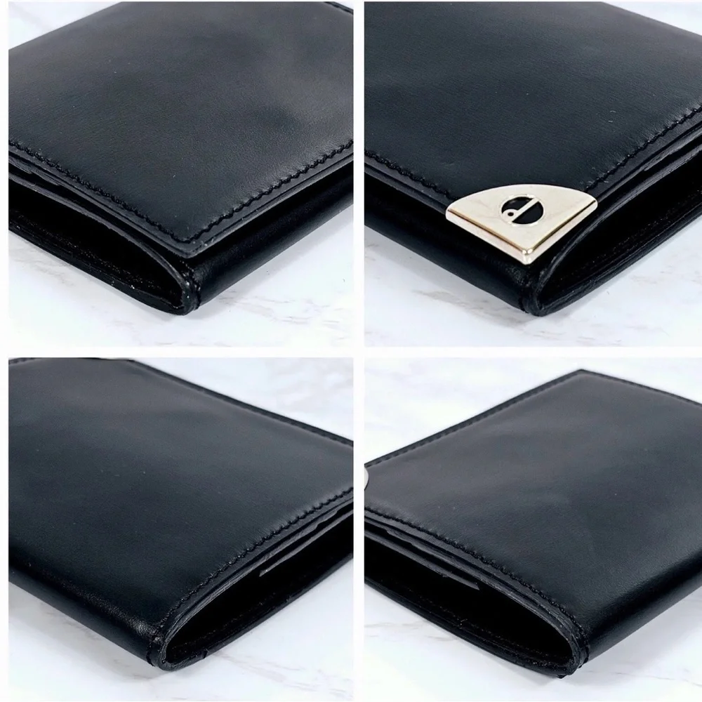Dunhill Black Leather Wallet with Silver Accent